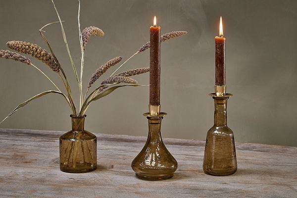 Sirsa Glass Candlestick - Sepia