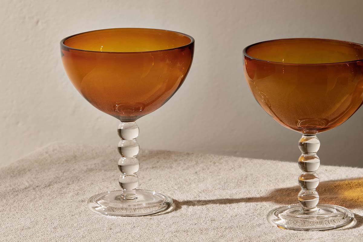 Thimma Champagne Coupe - Amber (Set of 2)