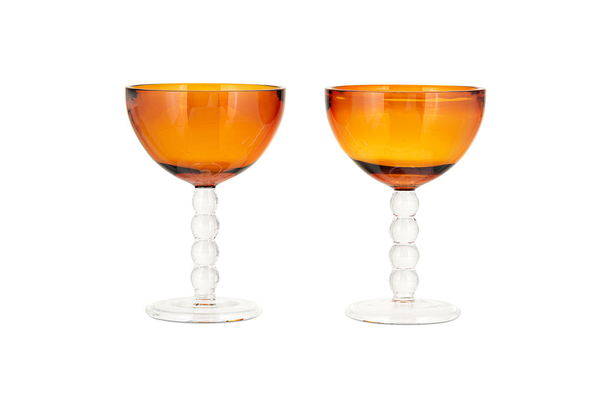 Thimma Champagne Coupe - Amber (Set of 2)