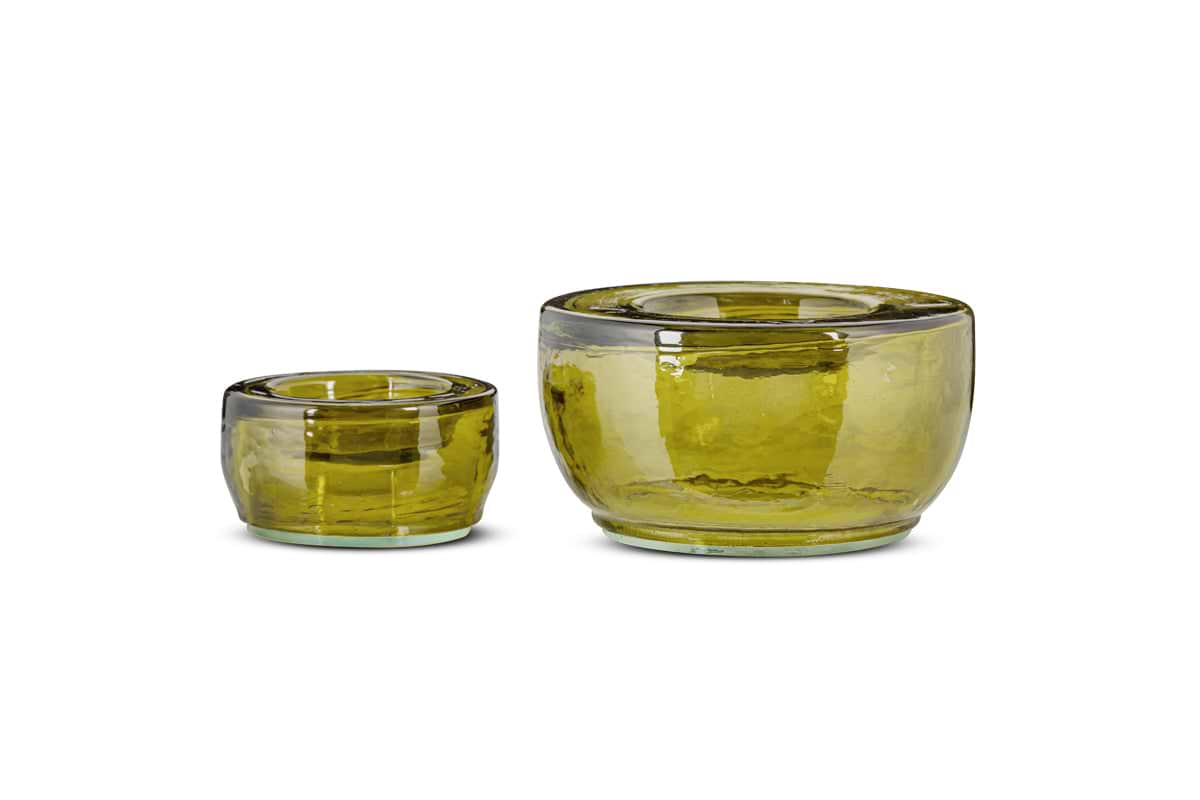 Sakha Recycled Glass Tealight Holder - Green (Set of 2)