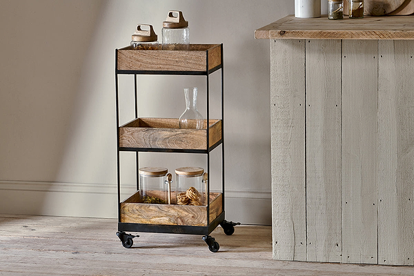 Soma Mango Wood Storage Trolley