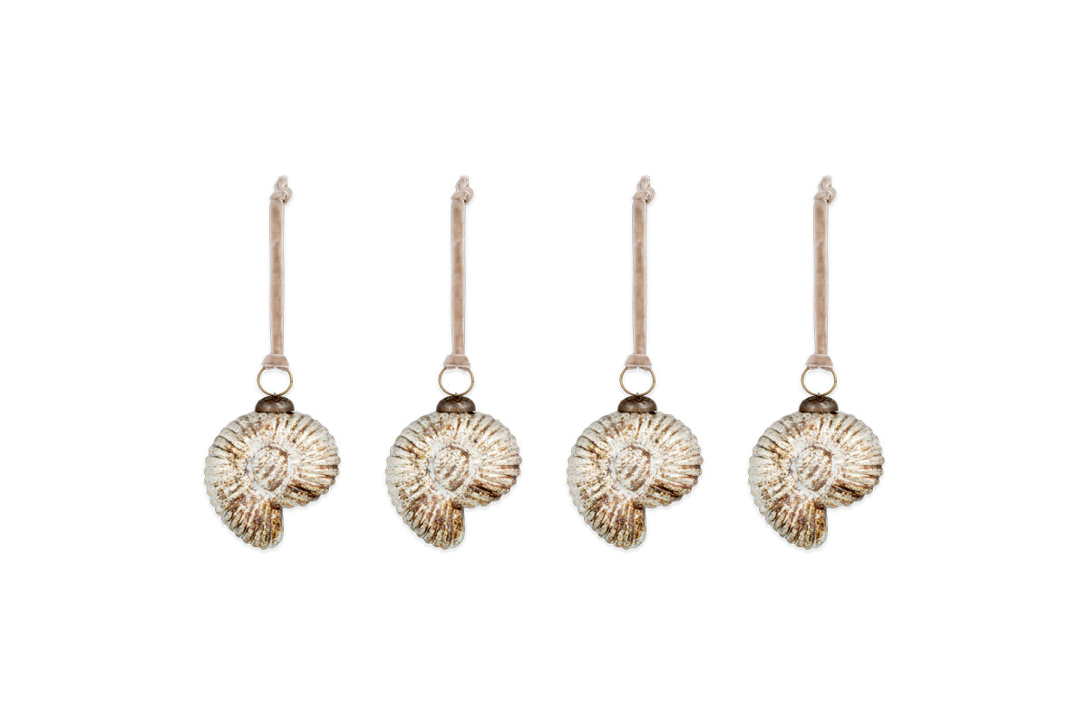 Sachin Shell Baubles - Rustic Gold - (Set of 4)-nkuku