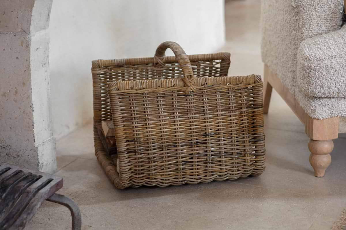 Sadra Rattan Log Basket - Natural-nkuku