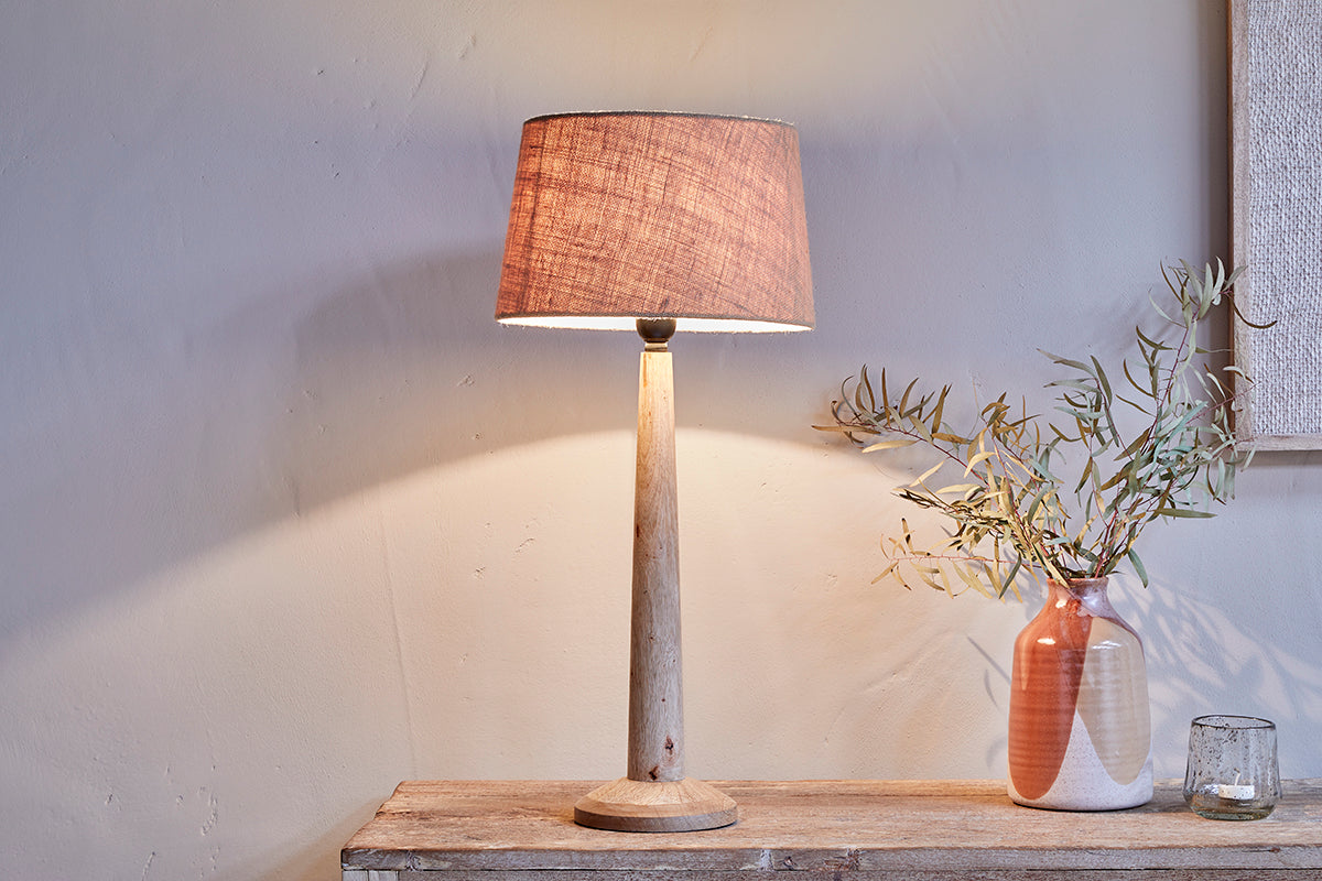 Sahar Mango Wood Table Lamp - Natural-nkuku