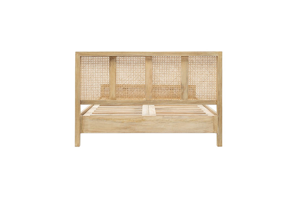 Saharsa Cane & Mango Wood Bed - King-nkuku