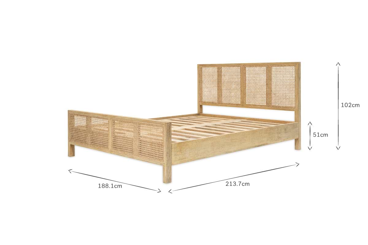 Saharsa Cane & Mango Wood Bed