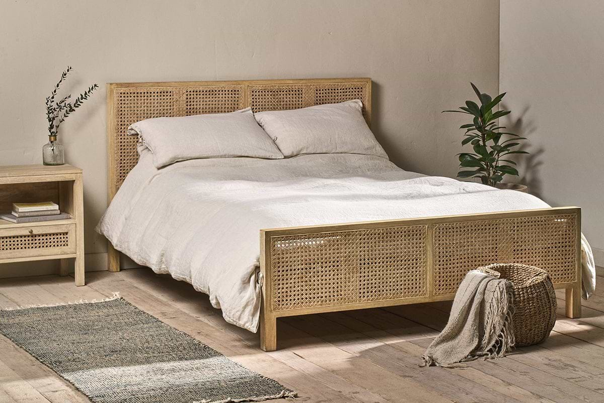 Saharsa Cane & Mango Wood Bed - Super King-nkuku