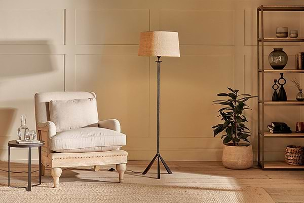 Sahhil Metal Tripod Floor Lamp - Antique Bronze-nkuku