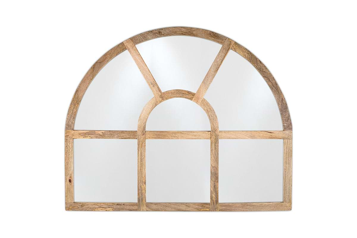 Sande Arched Mango Wood Mirror - Natural-nkuku