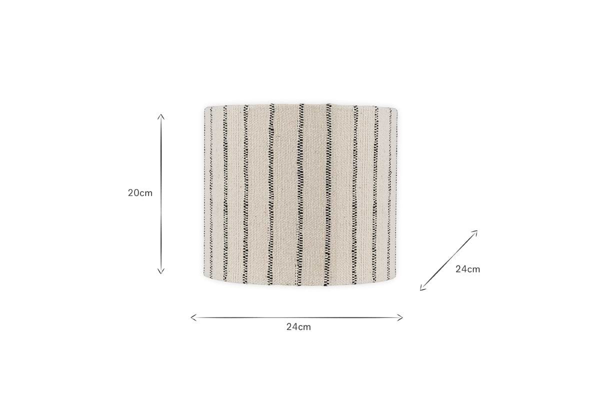 Sanja Cotton Stripe Lampshade - Off White & Grey-nkuku