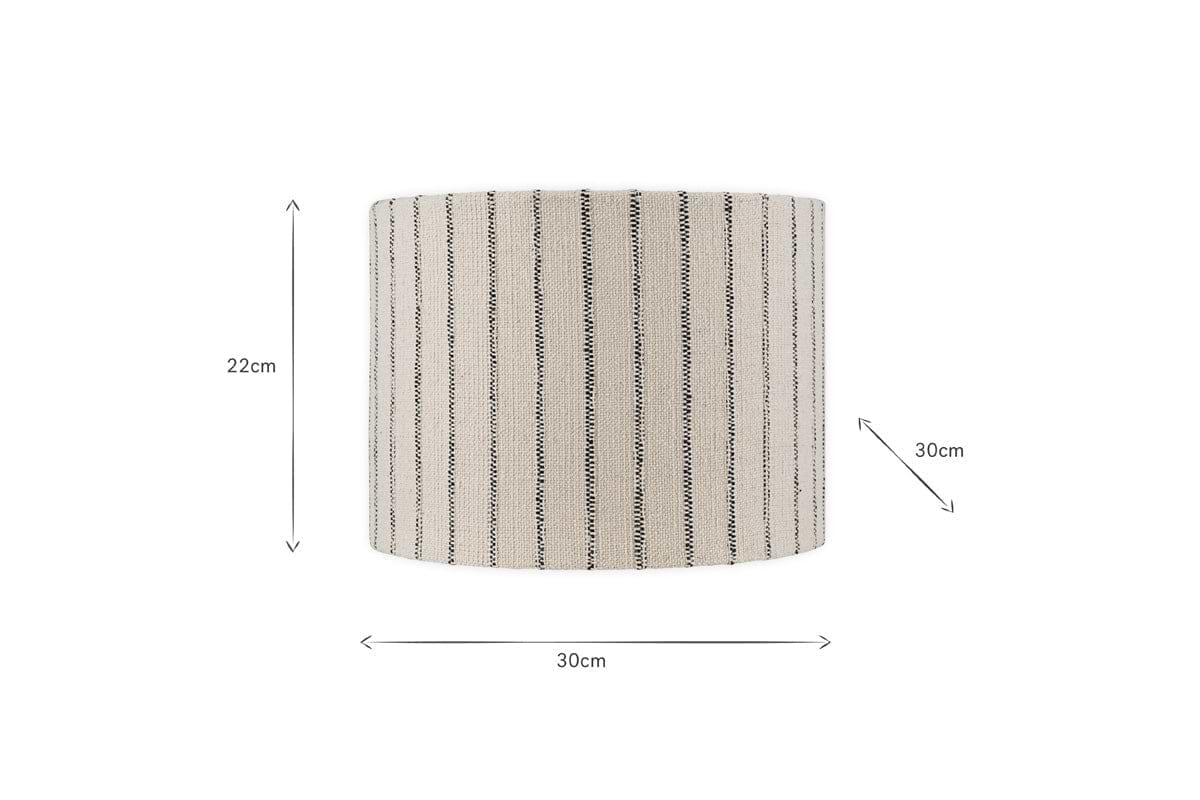 Sanja Cotton Stripe Lampshade - Off White & Grey-nkuku