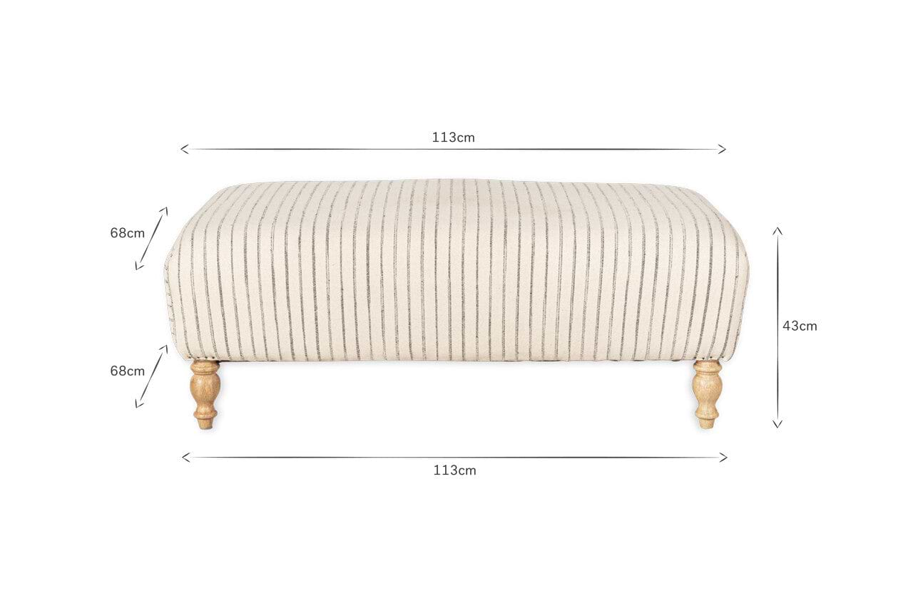 Sanja Stripe Upholstered Ottoman - Off White- nkuku