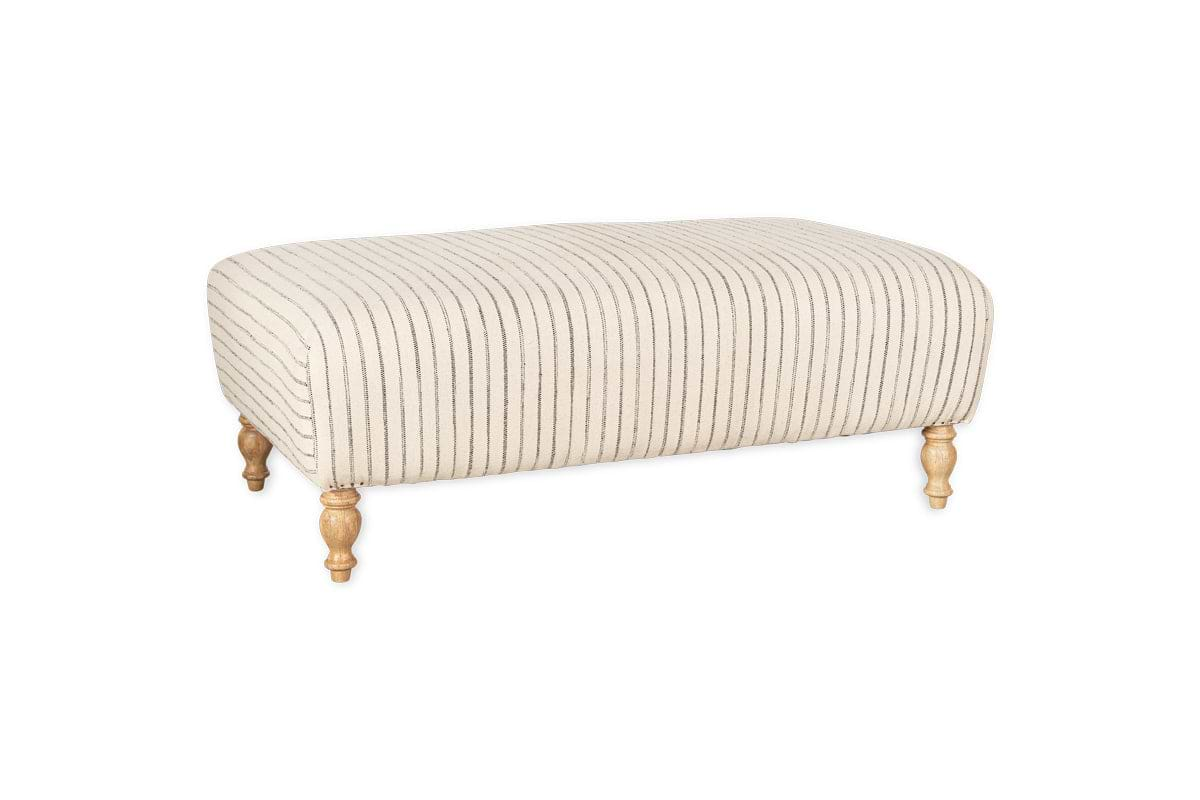 Sanja Stripe Upholstered Ottoman - Off White-nkuku