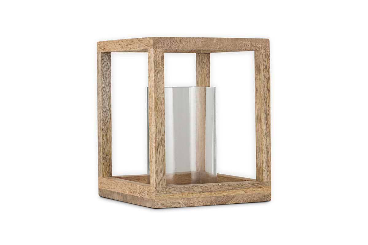 Sanora Mango Wood Lantern - Natural-nkuku