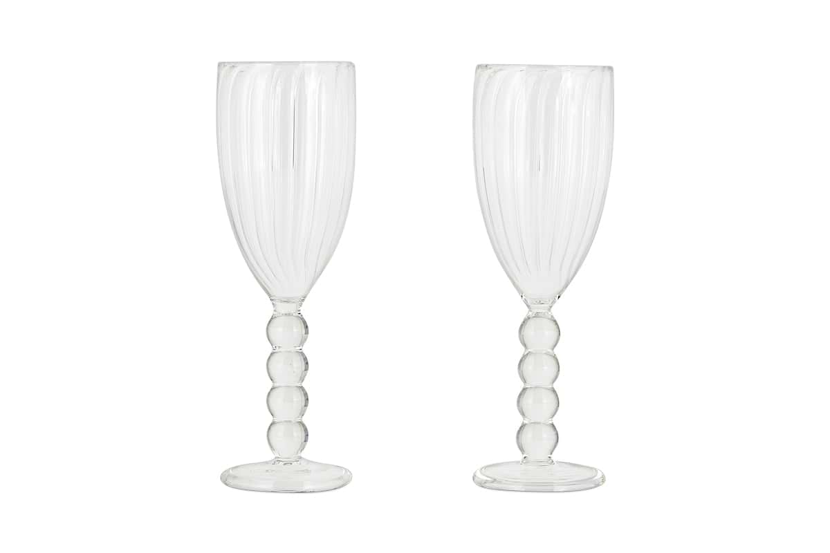 Santosa Champagne Flute - Clear (Set of 2)-nkuku