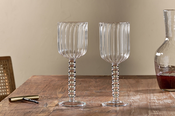 Santosa Wine Glass - Clear (Set of 2)-nkuku