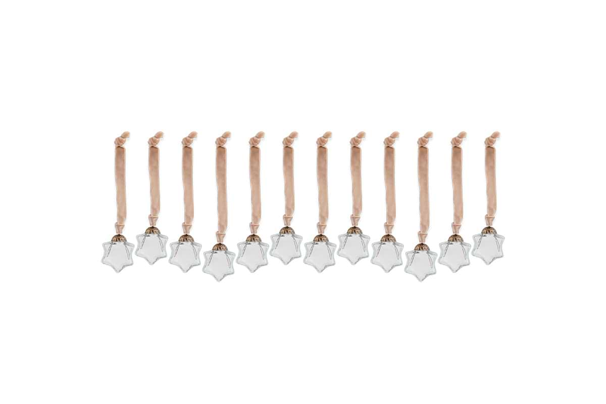 Sardi Star Baubles - Clear (Set of 12)-nkuku