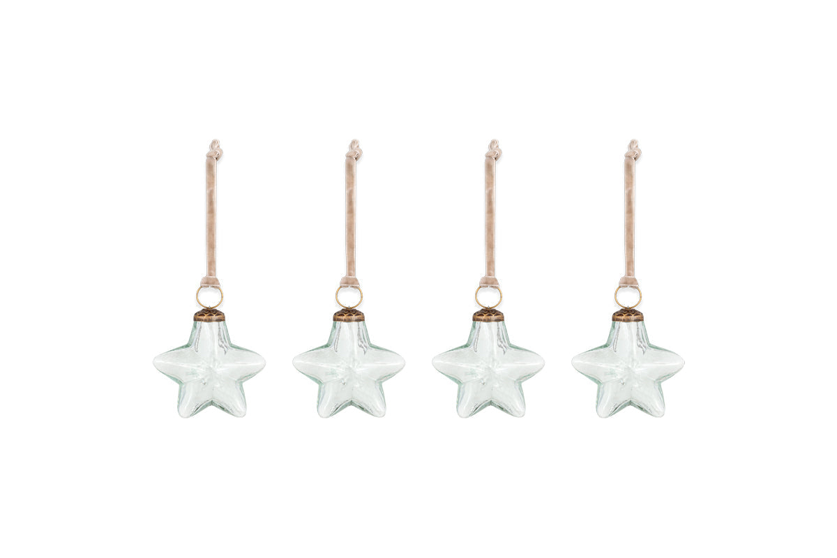 Sardi Star Baubles - Clear (Set of 4)-nkuku