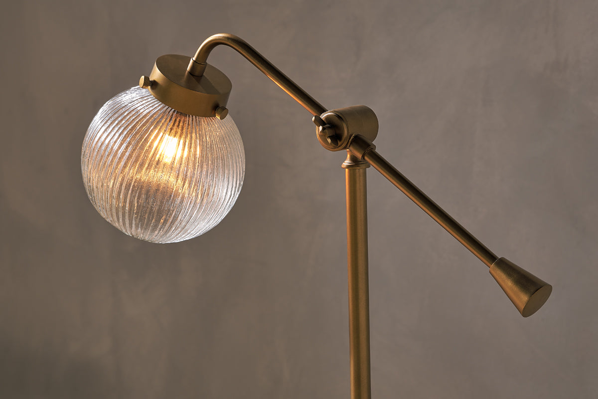 Sengol Recycled Glass Desk Lamp - Antique Brass-nkuku