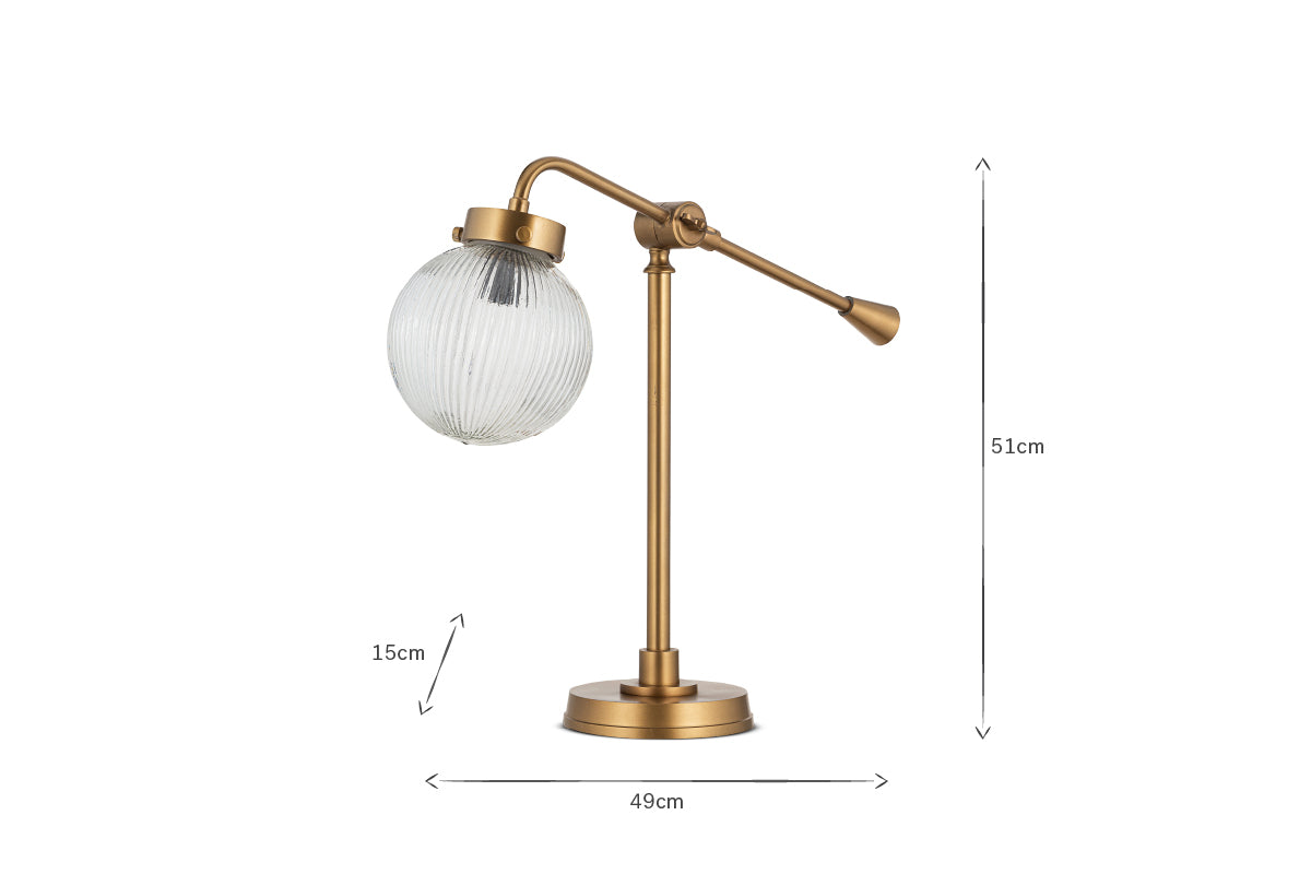 Sengol Recycled Glass Desk Lamp - Antique Brass-nkuku