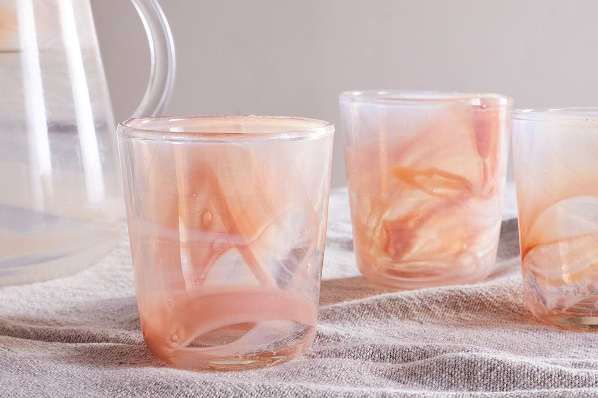 Shirali Marble Swirl Tumbler - Apricot (Set of 4)-nkuku