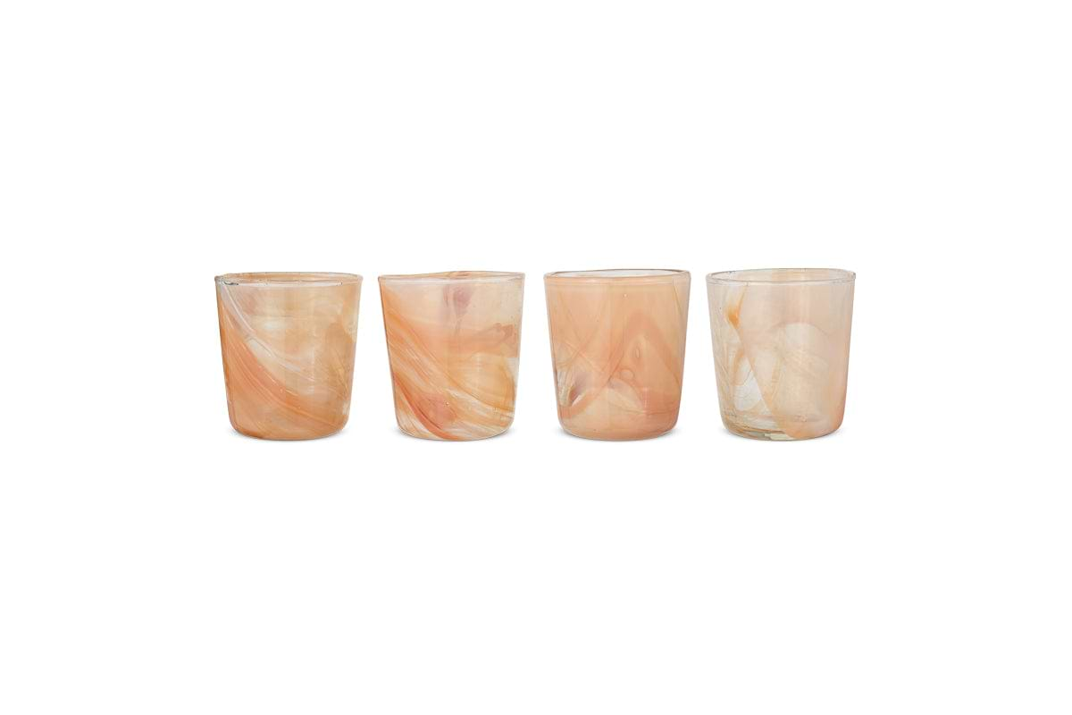 Shirali Marble Swirl Tumbler - Apricot (Set of 4)-nkuku