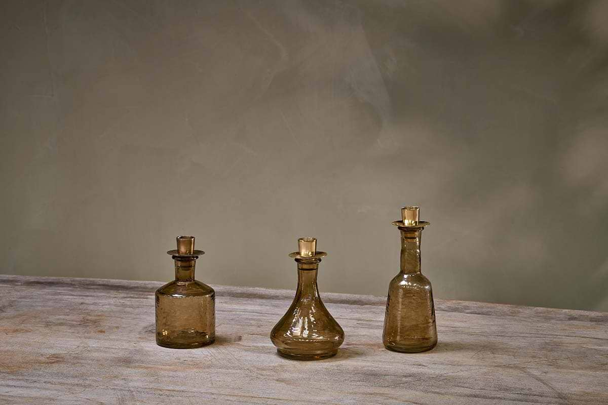 Sirsa Glass Candlestick - Sepia-nkuku