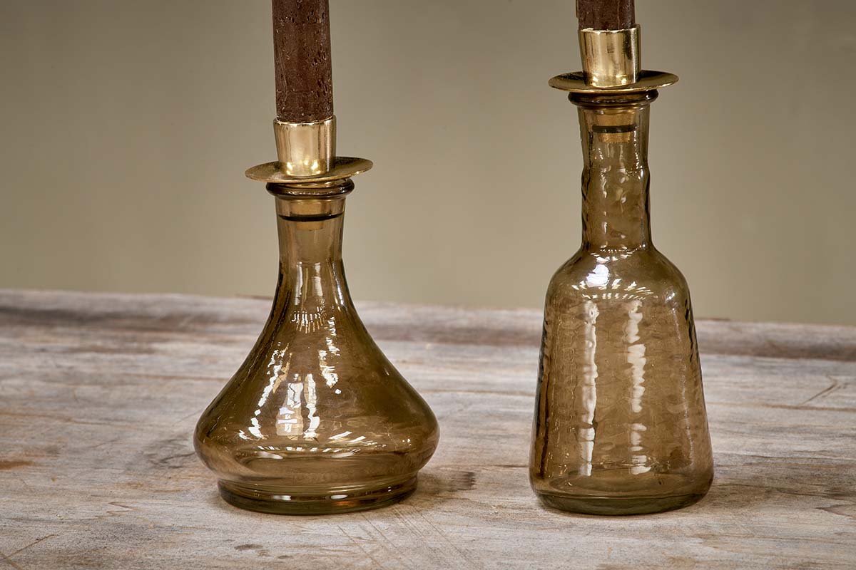 Sirsa Glass Candlestick - Sepia-nkuku