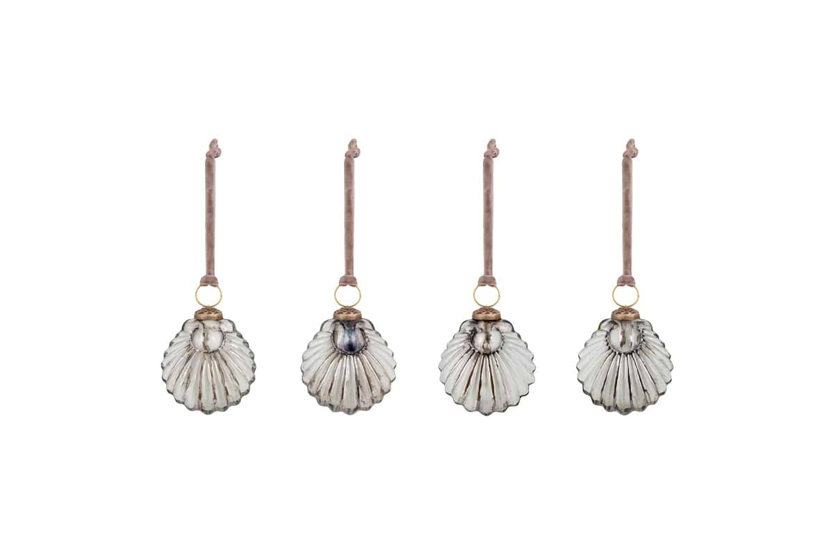 Sohni Shell Baubles - Gold & Cream - (Set of 4)-nkuku