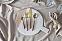 Soni Cutlery Set - Gold & Acacia (Set of 16)-nkuku