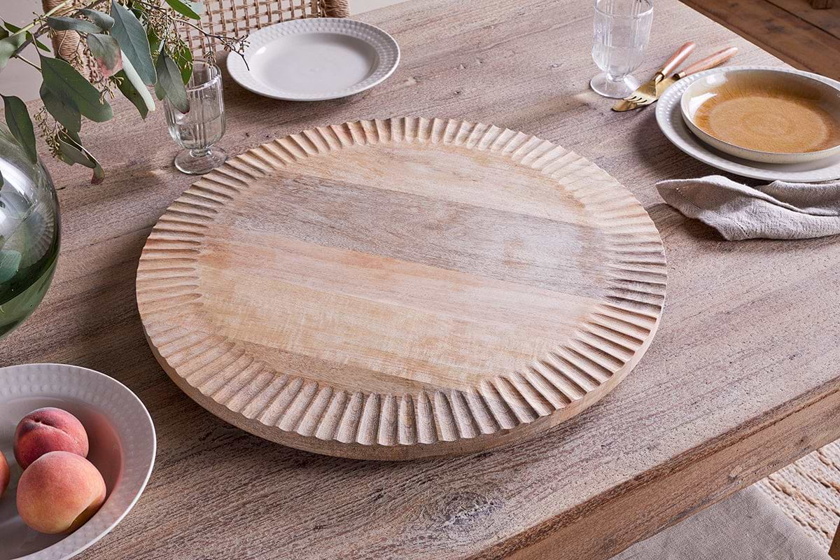 Soria Mango Wood Lazy Susan - Natural-nkuku