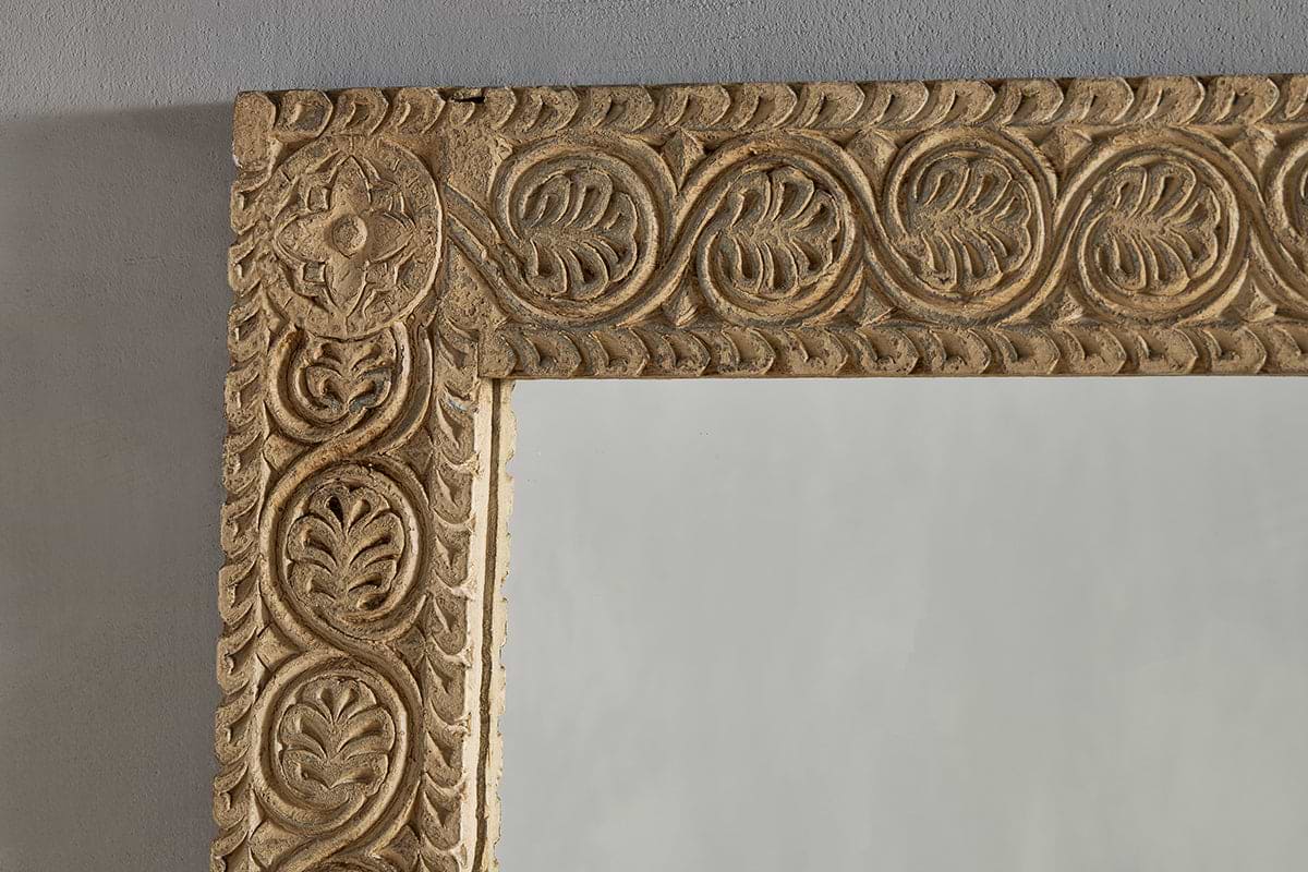 Tannir Mango Wood Carved Mirror - Natural