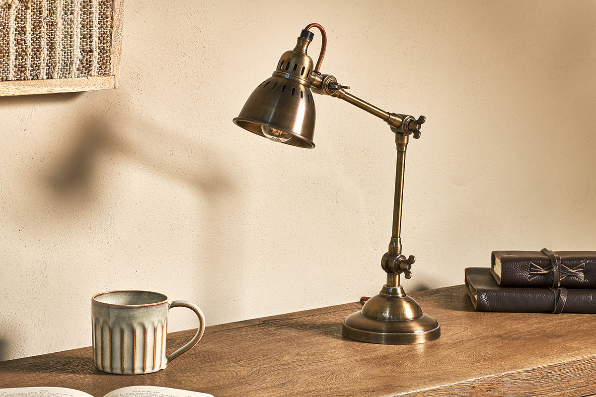 Nkuku Rarni Table Lamp, Antique Brass