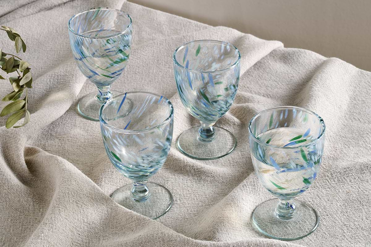 Taja Wine Glass - Sea Blue (Set of 4)-nkuku