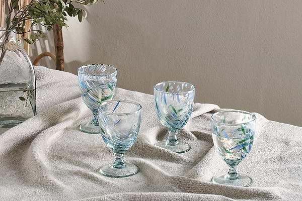 Taja Wine Glass - Sea Blue (Set of 4)-nkuku