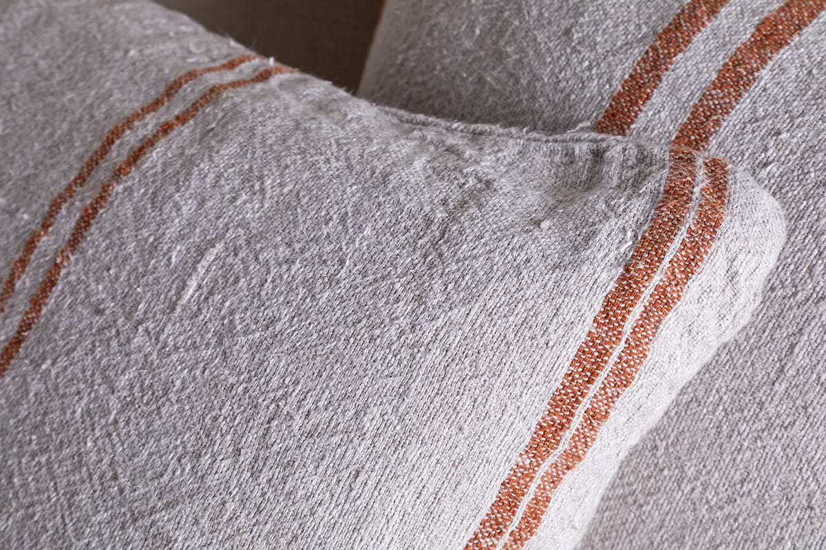 Tajana Linen Stripe Cushion Cover - Rust-nkuku