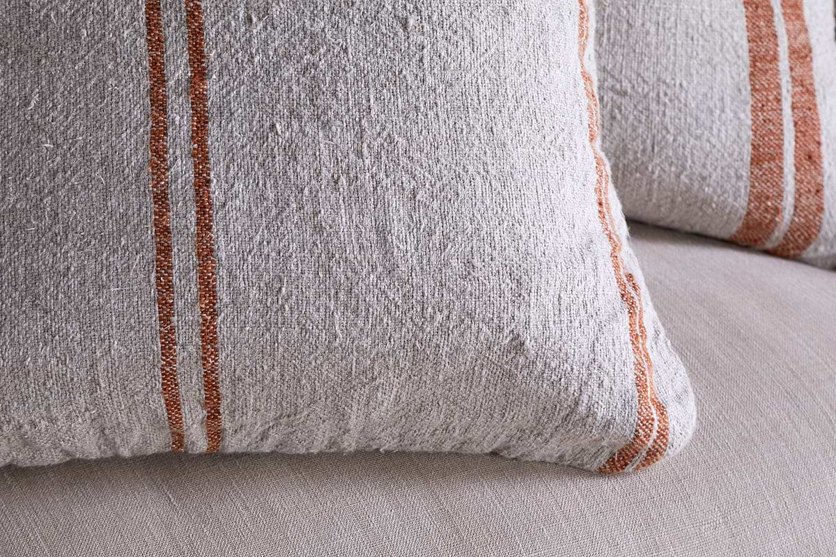 Tajana Linen Stripe Cushion Cover - Rust-nkuku