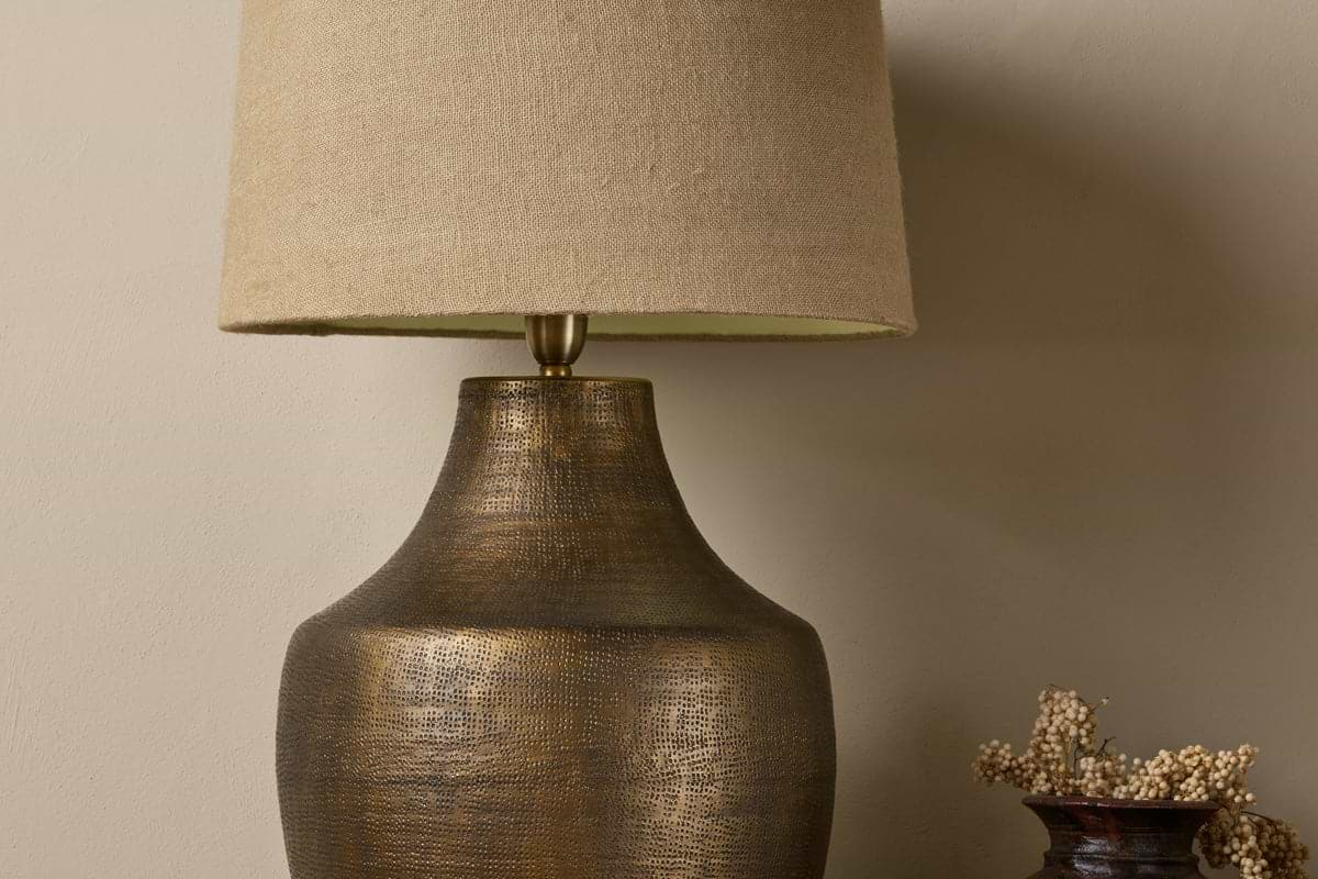 Tanda Etched Statement Table Lamp - Antique Brass - Extra Large-nkuku