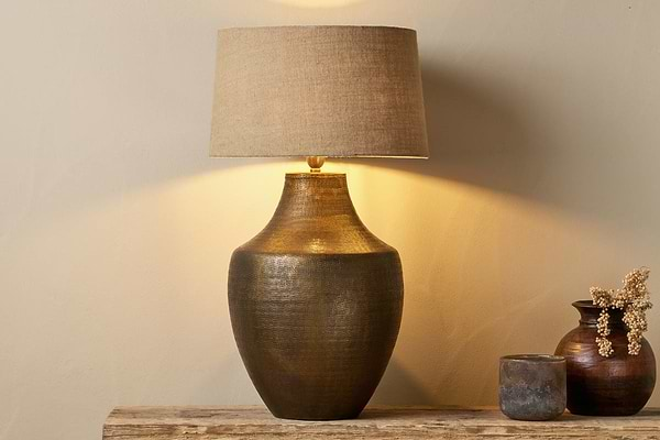 Tanda Etched Statement Table Lamp - Antique Brass - Extra Large-nkuku