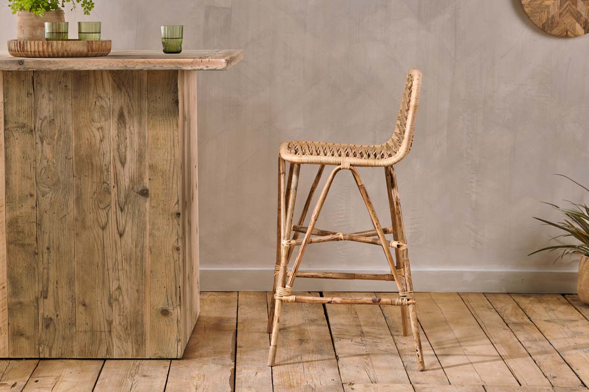 Taung Rattan Counter Chair - Natural-nkuku