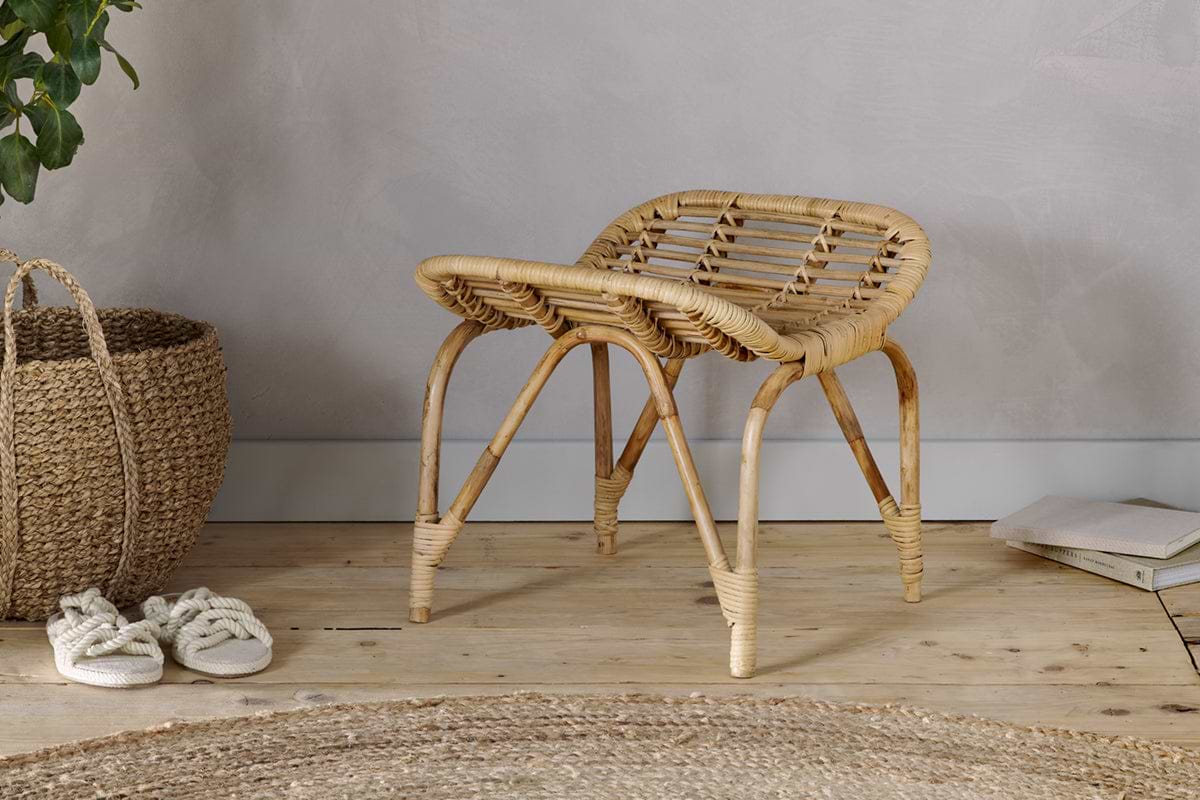 Taung Rattan Low Stool - Natural- nkuku