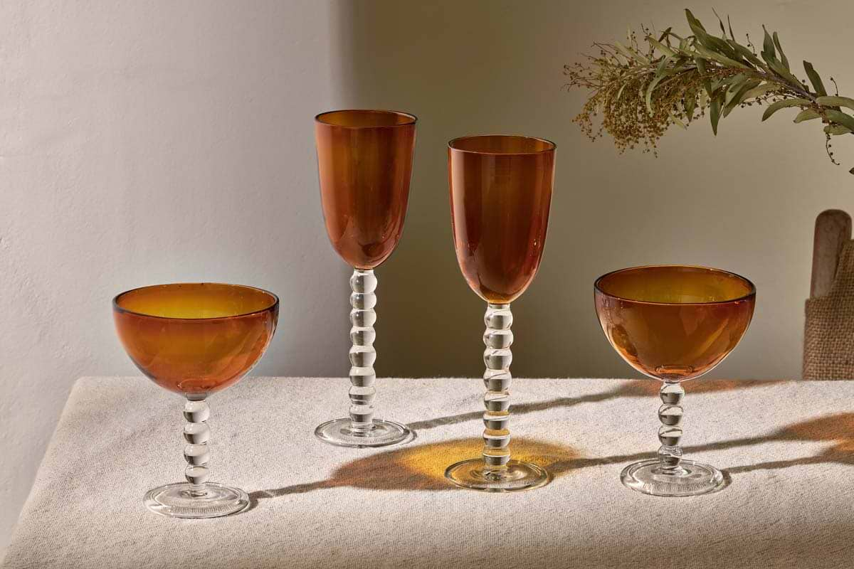 Thimma Champagne Coupe - Amber (Set of 2)-nkuku