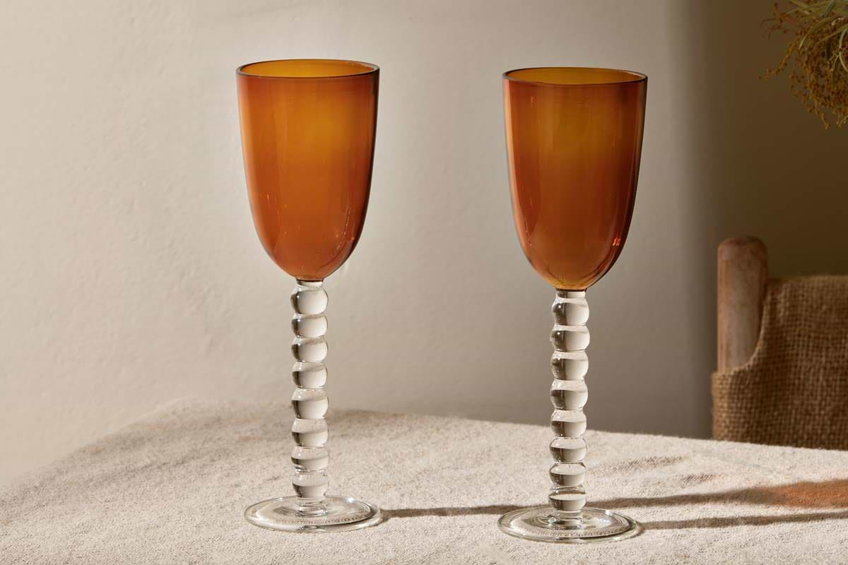 Thimma Wine Glass - Amber (Set of 2)-nkuku