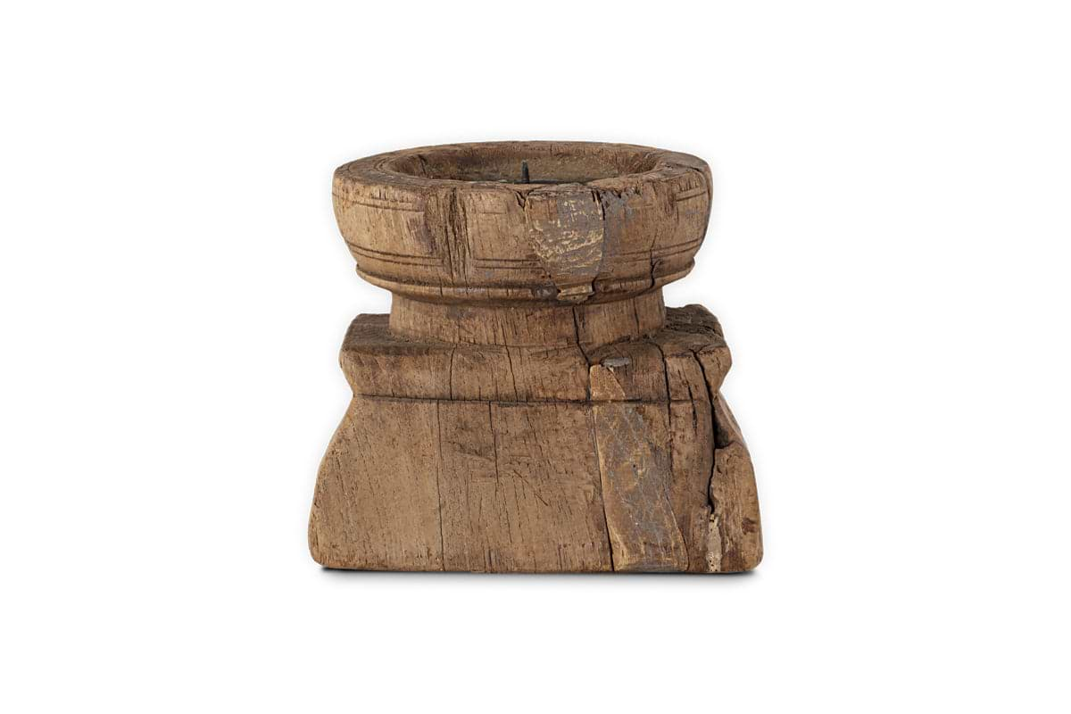 Thoko Reclaimed Round Candlestick - Dark Stain-nkuku