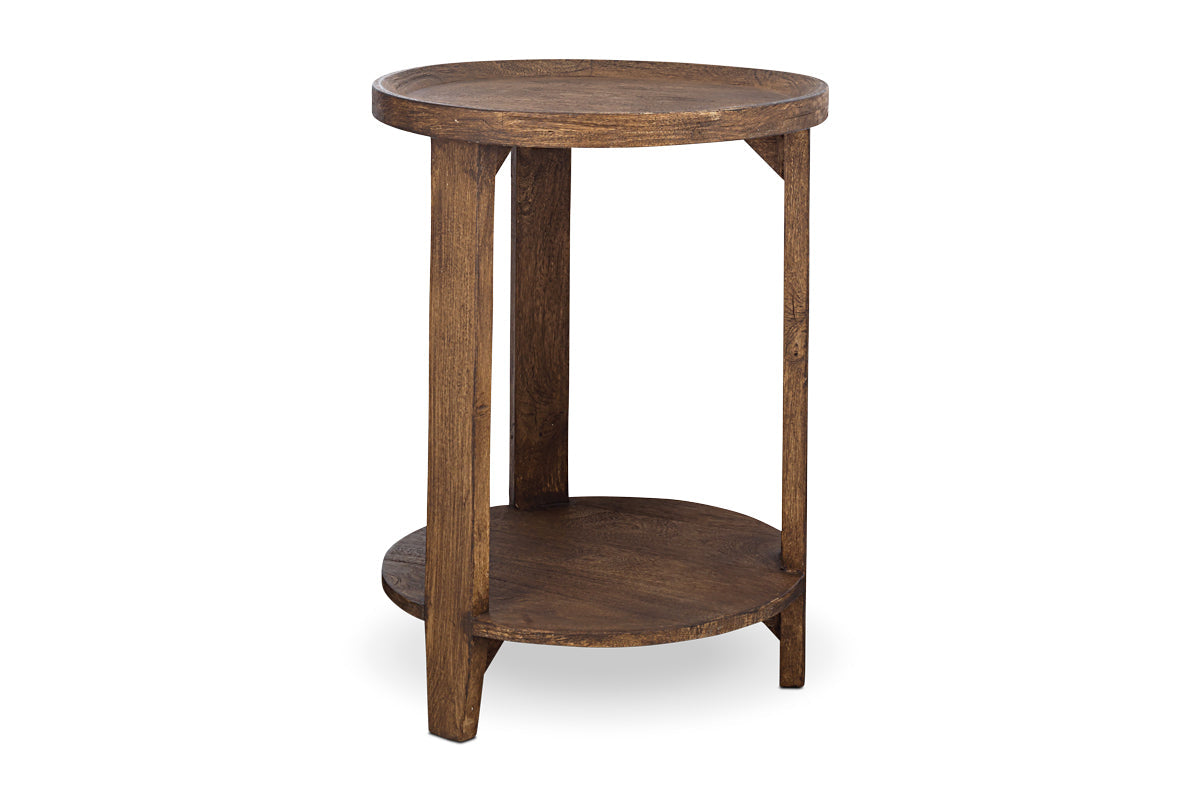 Triveni Mango Wood Side Table - Walnut Stain-nkuku