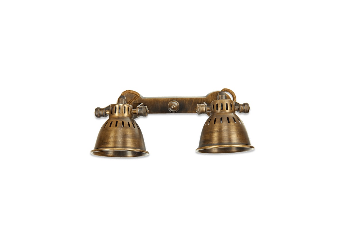 Tubu Brass Double Spot Light - Antique Brass-nkuku