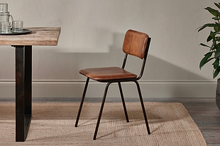 Ukari Leather Dining Chair - Aged Tan