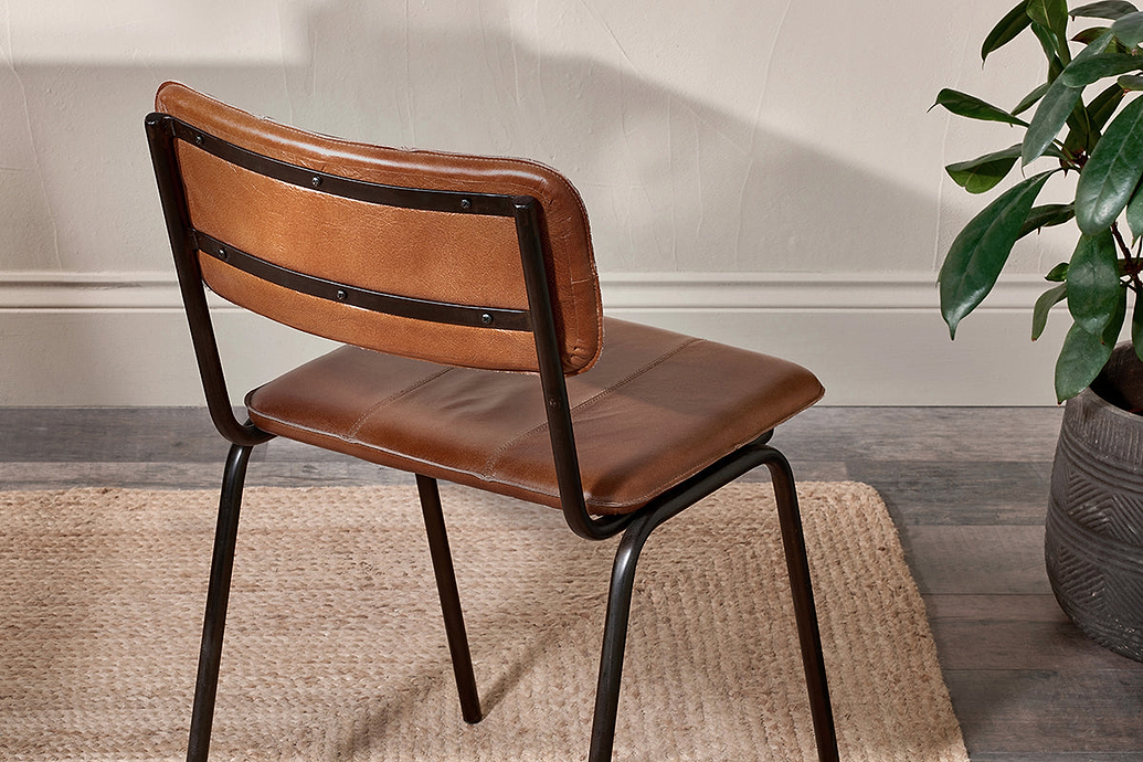 Ukari Leather Dining Chair - Aged Tan