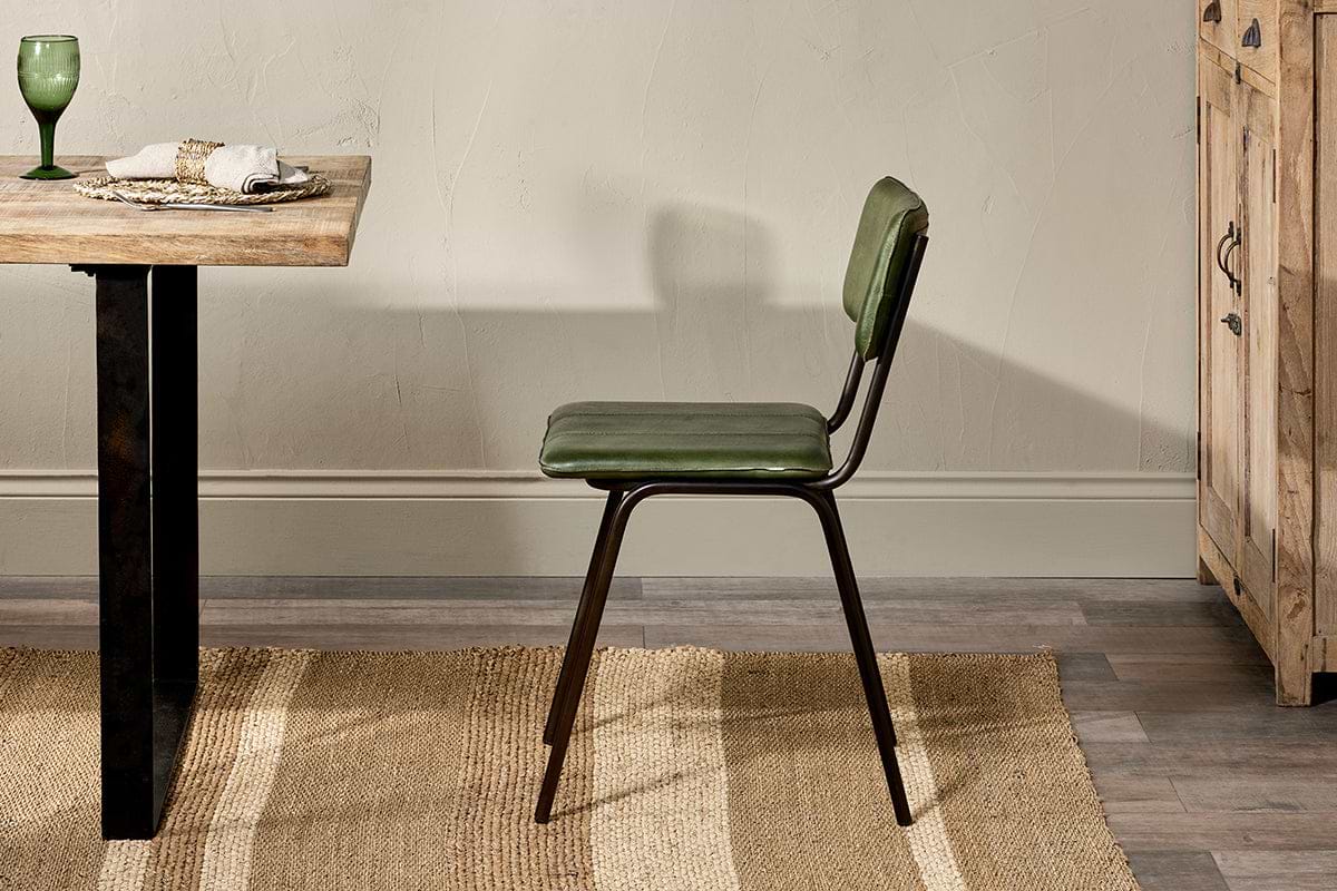 Ukari Leather Dining Chair - Rich Green