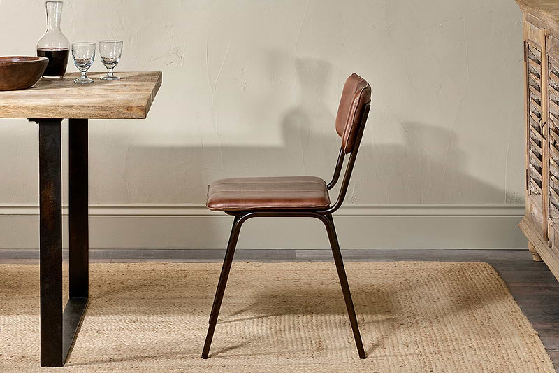 Ukari Leather Dining Chair - Chocolate Brown